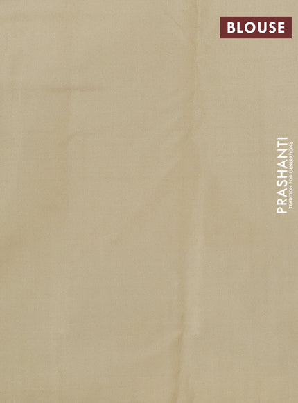 Pure kanchipuram silk saree green and sandal with allover checks & zari buttas and zari woven butta border