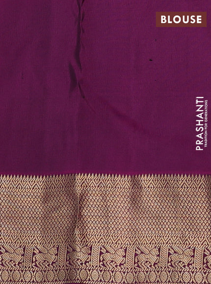Pure kanchipuram silk saree black and purple with allover zari woven buttas and rich zari woven border