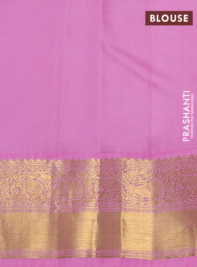 Pure kanchipuram silk saree deep purple and light pink with zari woven buttas and zari woven korvai border