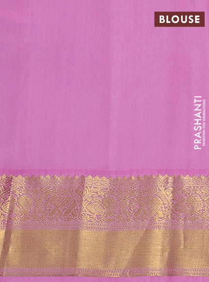 Pure kanchipuram silk saree green and light pink with zari woven buttas and zari woven korvai border