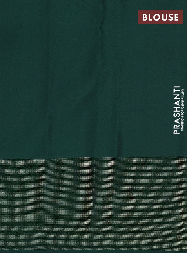 Pure kanchipuram silk saree red and dark green with zari woven buttas and zari woven border