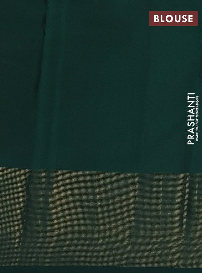 Pure kanchipuram silk saree dual shade of pink and bottle green with zari woven buttas and zari woven border