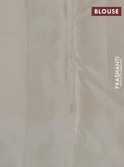 Pure kanchipuram silk saree green and beige with allover zari weaves and simple border