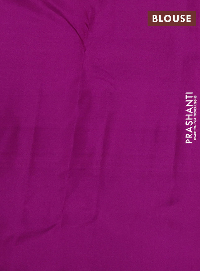 Pure kanchipuram silk saree green and purple with allover zari weaves and simple border