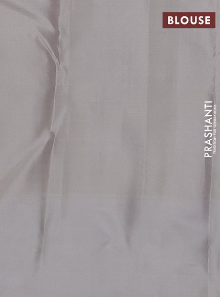 Pure kanchipuram silk saree blue and grey shade with allover zari weaves and simple border