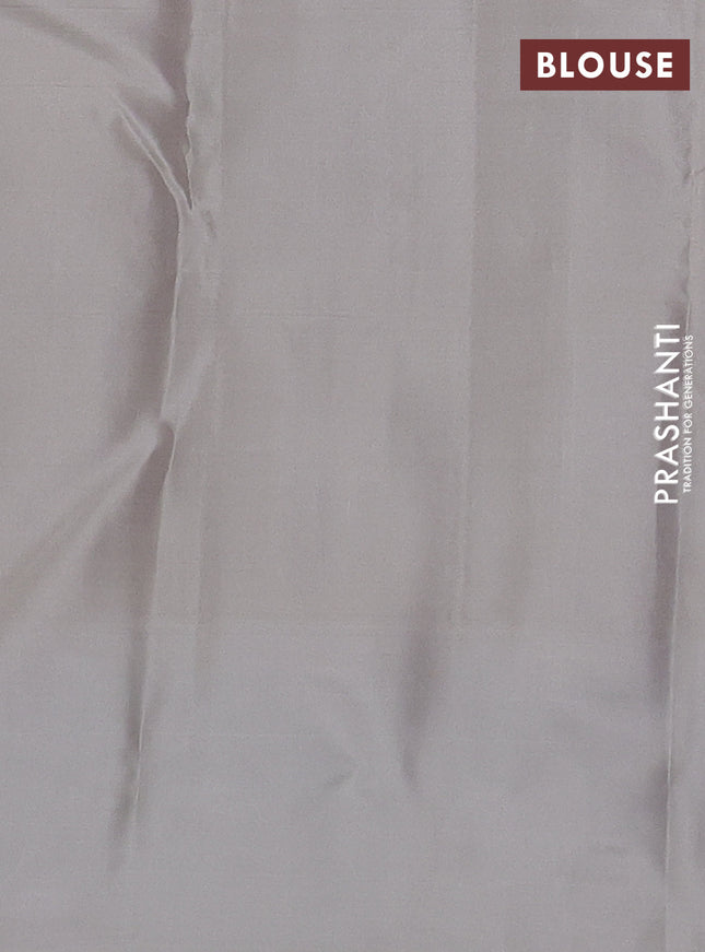 Pure kanchipuram silk saree blue and grey shade with allover zari weaves and simple border