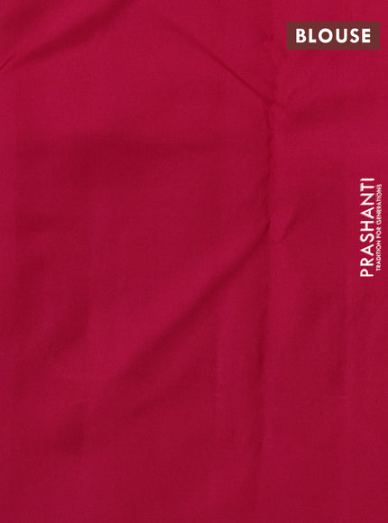 Pure kanchipuram silk saree cream and dark pink with allover zari weaves and simple border