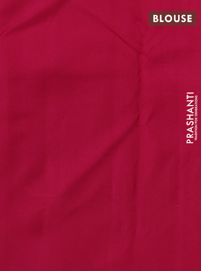 Pure kanchipuram silk saree cream and dark pink with allover zari weaves and simple border