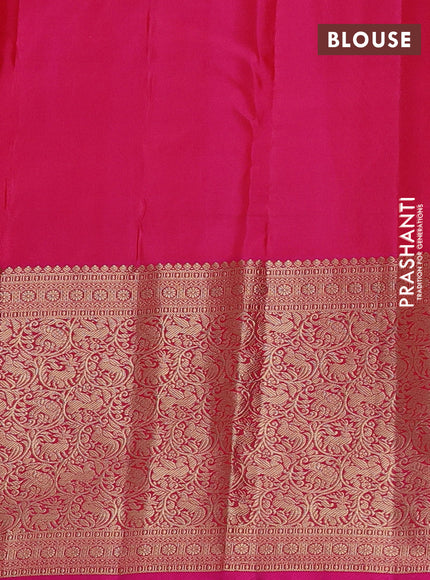 Pure kanchipuram silk saree purple and pink with allover zari woven buttas and long rich zari woven border