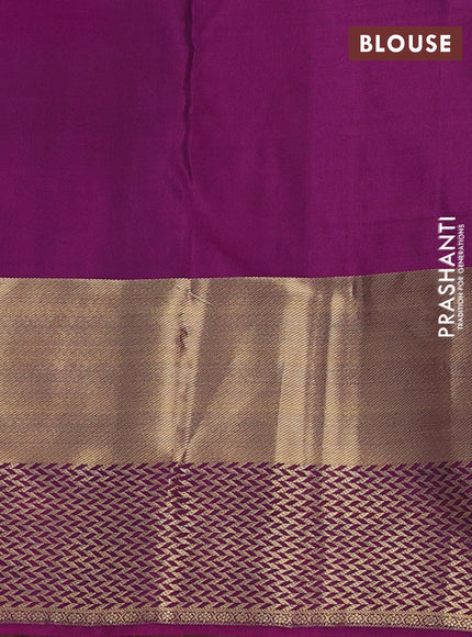 Pure kanchipuram silk saree black and purple with zari woven buttas and long rich zari woven border