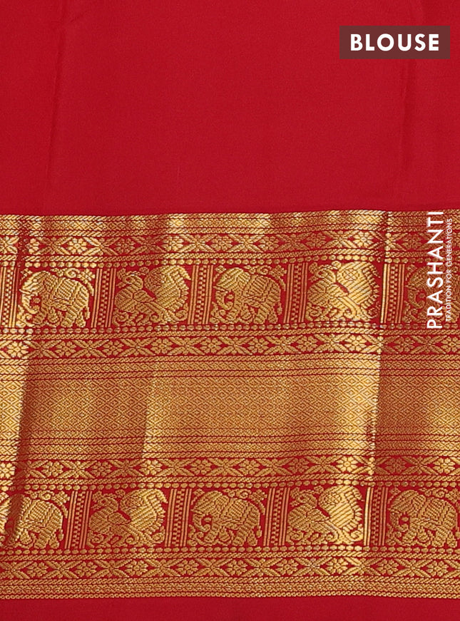 Pure kanchipuram silk saree black and red with allover zari woven 1000 butta weaves and long zari woven korvai border