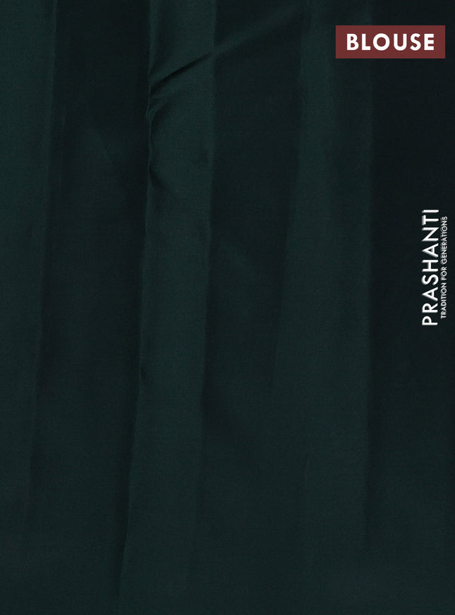 Pure kanchipuram silk saree dual shade of teal blue and bottle green with zari woven buttas in borderless style