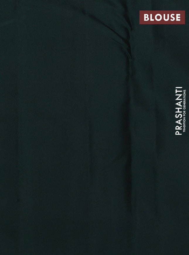 Pure kanchipuram silk saree red and bottle green with zari woven buttas in borderless style