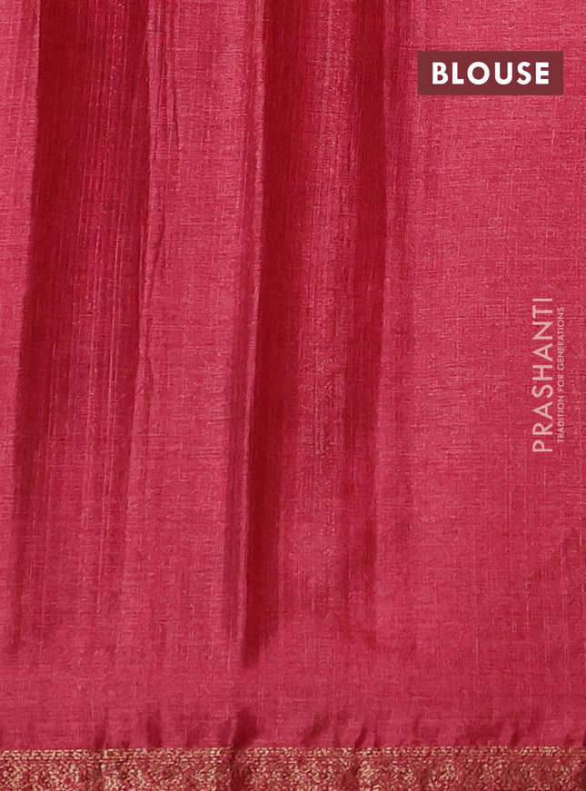 Banarasi tussar silk saree mustard yellow and maroon with thread & zari woven floral buttas and woven border