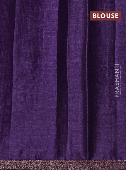 Banarasi tussar silk saree magenta pink and purple with thread & zari woven floral buttas and woven border