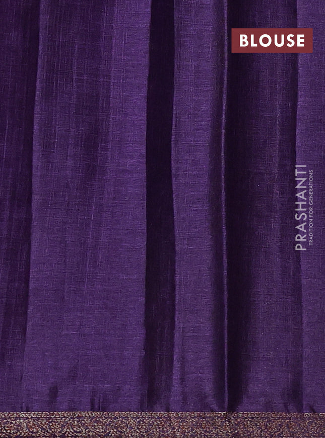 Banarasi tussar silk saree magenta pink and purple with thread & zari woven floral buttas and woven border