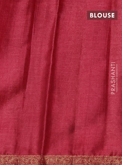 Banarasi tussar silk saree blue and red with thread & zari woven floral buttas and woven border