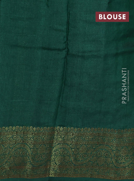 Banarasi tussar silk saree orange and green with thread & zari woven floral buttas and woven border