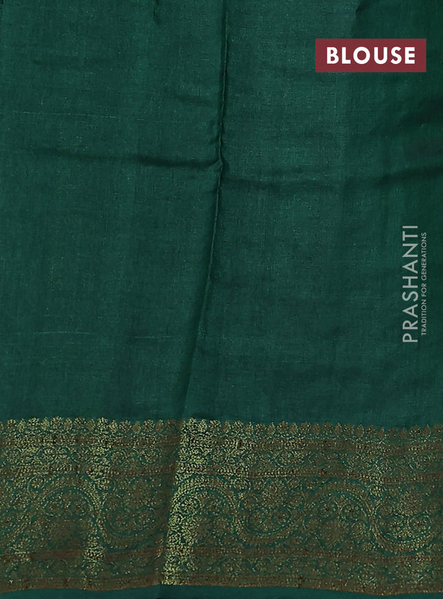 Banarasi tussar silk saree orange and green with thread & zari woven floral buttas and woven border
