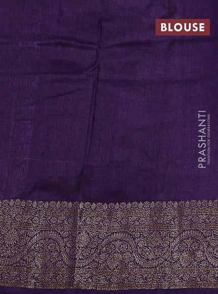Banarasi tussar silk saree magenta pink and purple with thread & zari woven floral buttas and woven border