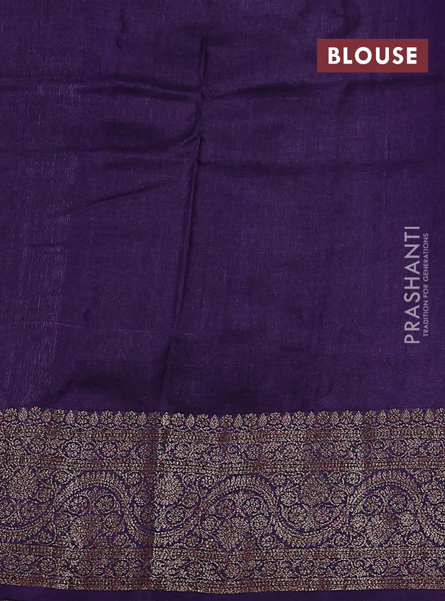 Banarasi tussar silk saree magenta pink and purple with thread & zari woven floral buttas and woven border