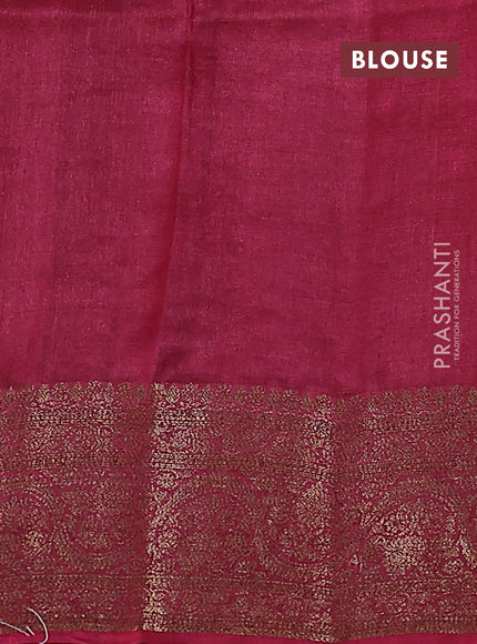 Banarasi tussar silk saree blue and red with thread & zari woven floral buttas and woven border