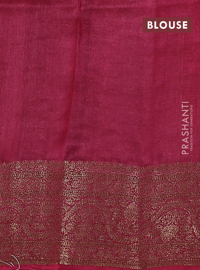 Banarasi tussar silk saree blue and red with thread & zari woven floral buttas and woven border