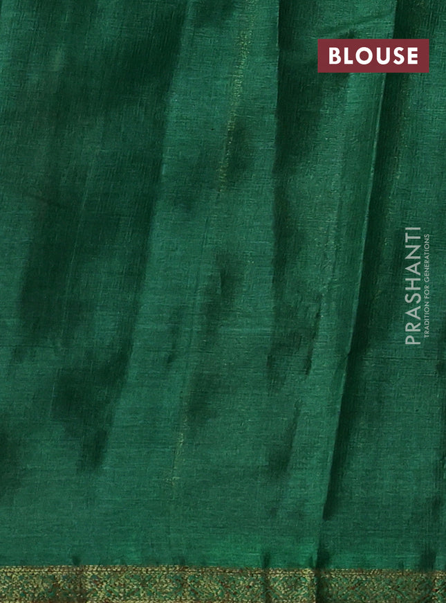 Banarasi tussar silk saree purple and green with thread & zari woven floral buttas and woven border
