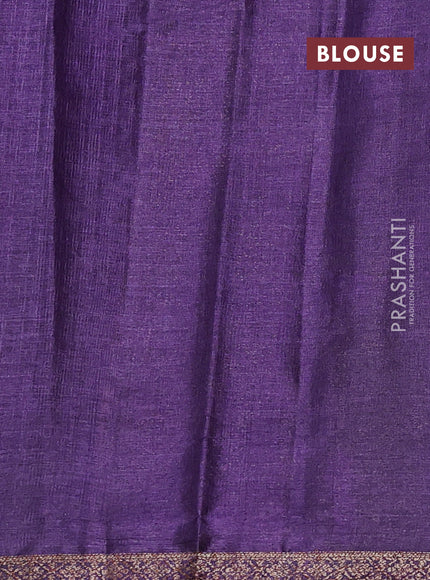 Banarasi tussar silk saree magenta pink and violet with thread & zari woven floral buttas and woven border