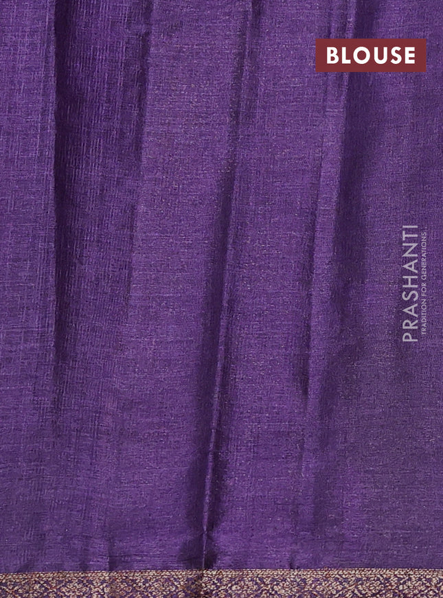 Banarasi tussar silk saree magenta pink and violet with thread & zari woven floral buttas and woven border