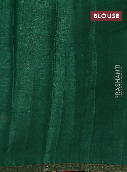 Banarasi tussar silk saree red and green with thread & zari woven floral buttas and woven border