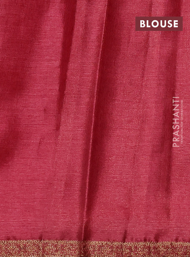 Banarasi tussar silk saree blue and red with thread & zari woven floral buttas and woven border