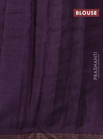 Banarasi tussar silk saree mehendi green and purple with thread & zari woven floral buttas and woven border