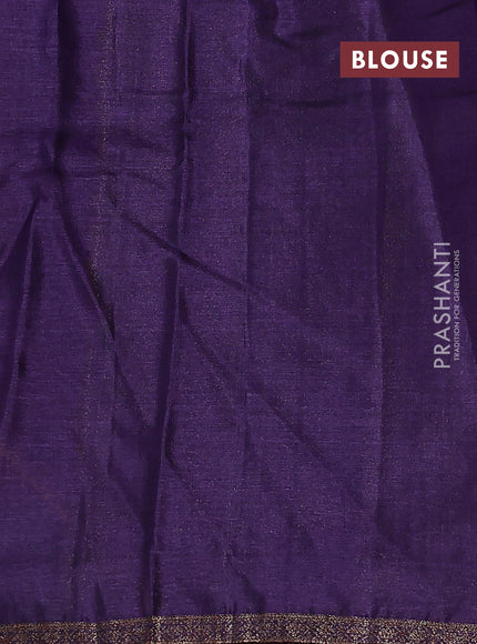 Banarasi tussar silk saree orange and violet with thread & zari woven floral buttas and woven border