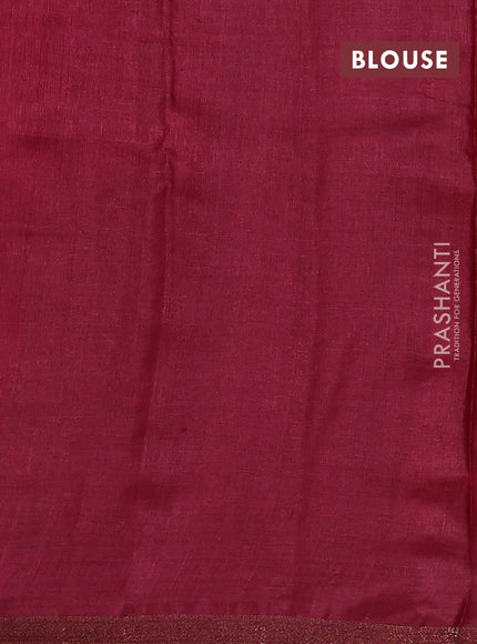Banarasi tussar silk saree green and maroon with thread & zari woven floral buttas and woven border