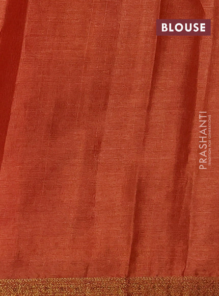 Banarasi tussar silk saree coffee brown and orange with thread & zari woven floral buttas and woven border