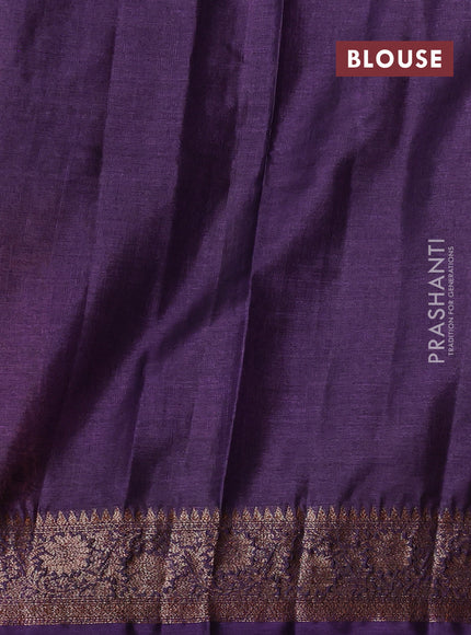 Banarasi tussar silk saree orange and purple with allover thread & zari weaves and woven border