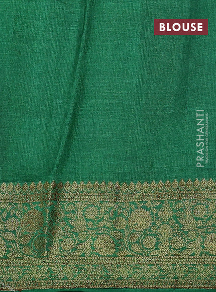 Banarasi tussar silk saree purple and green with thread & zari woven floral buttas and woven border