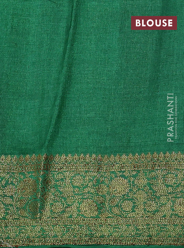 Banarasi tussar silk saree purple and green with thread & zari woven floral buttas and woven border