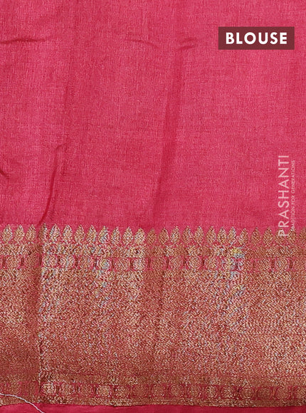 Banarasi tussar silk saree green and red with thread & zari woven buttas and woven border
