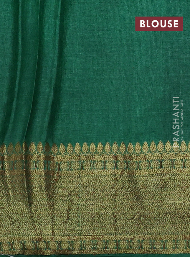 Banarasi tussar silk saree maroon and green with thread & zari woven buttas and woven border