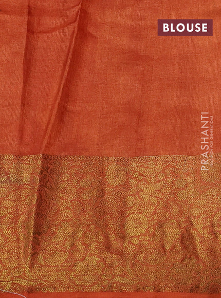 Banarasi tussar silk saree brown and orange with thread & zari woven buttas and woven border