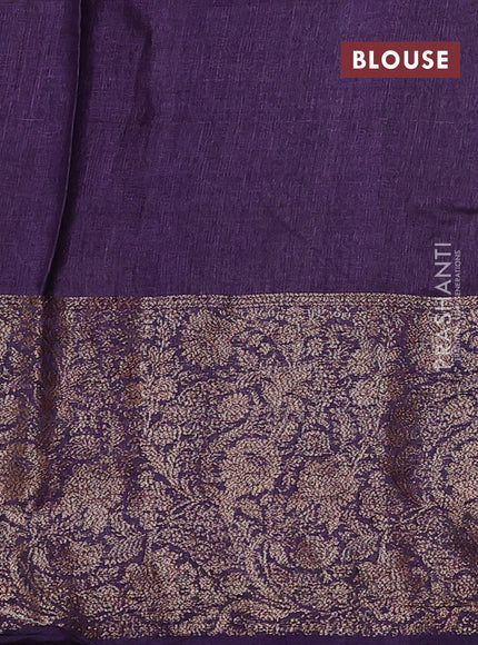 Banarasi tussar silk saree orange and purple with thread & zari woven buttas and woven border