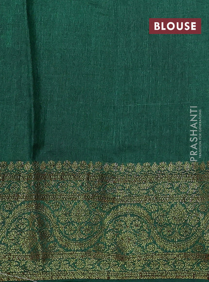 Banarasi tussar silk saree brown and green with allover thread & zari woven buttas and woven border