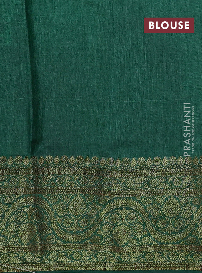 Banarasi tussar silk saree brown and green with allover thread & zari woven buttas and woven border