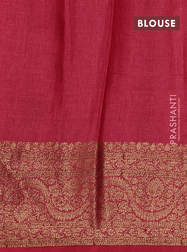 Banarasi tussar silk saree mustard yellow and maroon with allover thread & zari woven buttas and woven border