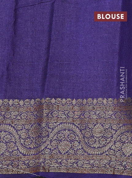 Banarasi tussar silk saree mehendi green and blue with allover thread & zari woven buttas and woven border