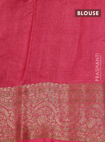 Banarasi tussar silk saree green and maroon with allover thread & zari woven buttas and woven border