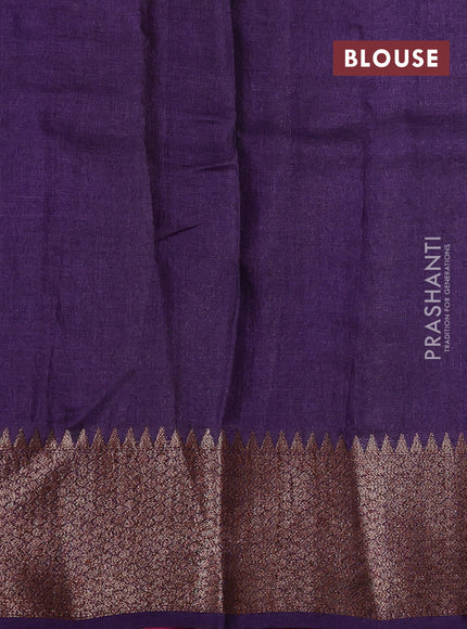 Banarasi tussar silk saree magenta pink and purple with thread & zari woven buttas and woven border