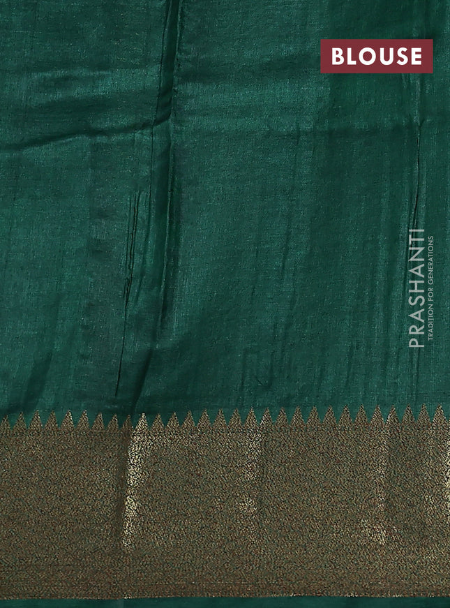 Banarasi tussar silk saree purple and green with thread & zari woven buttas and woven border